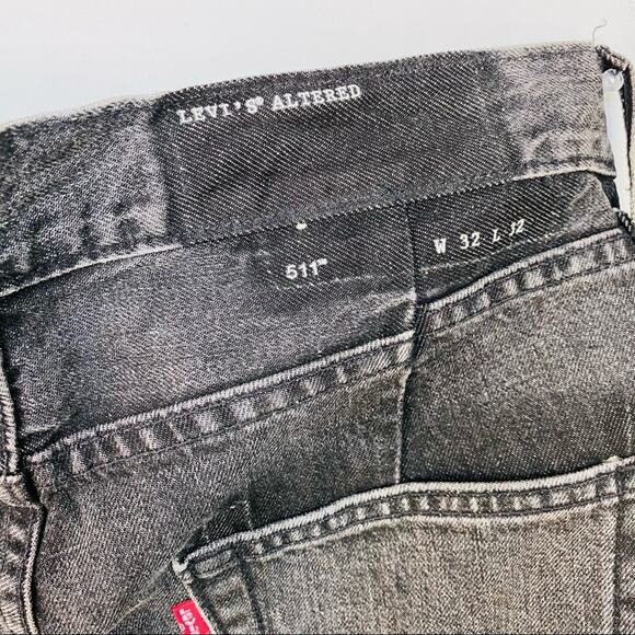 MENS LEVIS ALTERED 511 32 x 32 Slim Straight Dark Grey Washed Black Denim Jeans - Picture 8 of 12